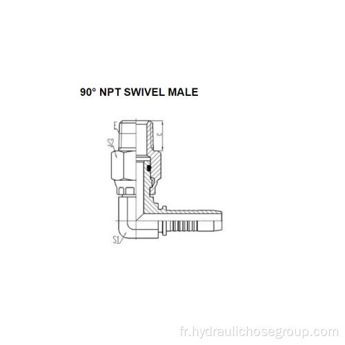 Filetage NPT Pivot Mâle 90° 15691KSW